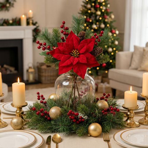 Artikel Weihnachtsstern Künstlich Rot Grün L57cm – Festliche Deko für Gastronomie und Events