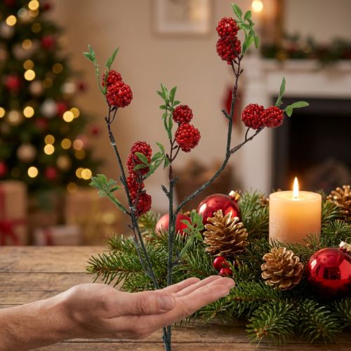 Artikel Beerenzweig Künstlicher Weihnachtszweig Maulbeeren 63cm