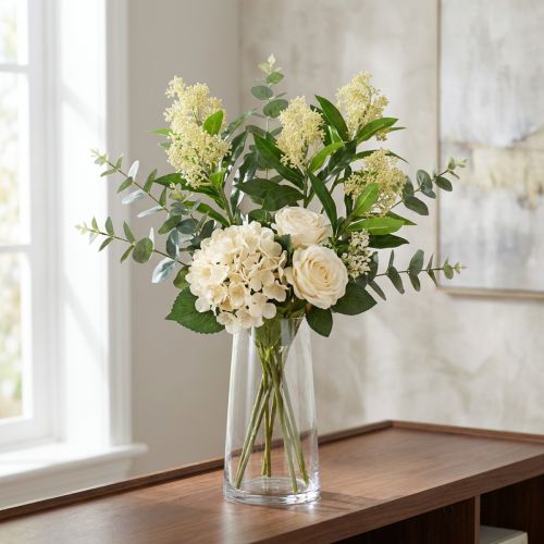 Artikel Künstliche Skimmia japonica Skimmie in Creme, 45cm Deko-Blumen Zweig 2er Set
