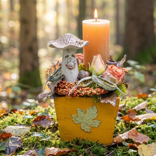 Pflanzkasten Holz Shabby Chic Holzkiste Gelb 11×14,5×14cm | Floristik21.de