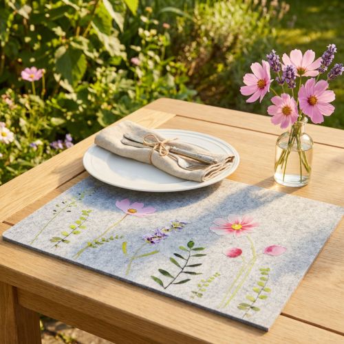 Platzdeckchen Tischmatte Filz Blumen 45x4,5x35cm 4St | Floristik21.de