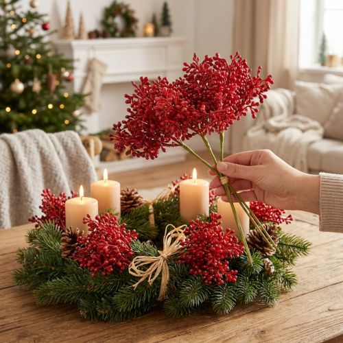 Festliche Rote Deko-Beeren für Weihnachten 32cm