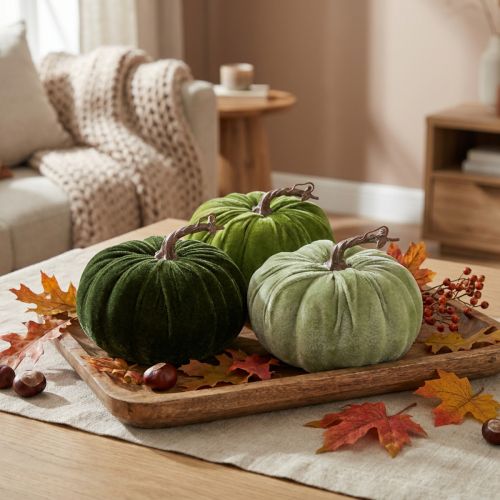 Deko Kürbis Grün Ø18cm 3er Set Herbst