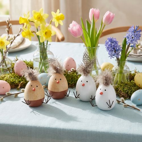 Artikel Natürliche Osterküken Deko Osterei Federn Weiß 4er Set