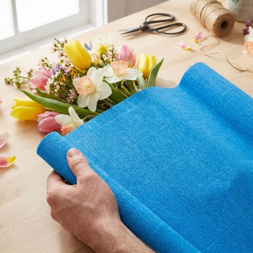 Artikel Floristenkrepp Blau 50x250cm – Wasserfestes Krepppapier für Floristik und Deko, 5 Rollen