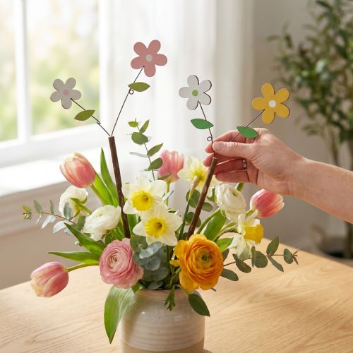 Artikel Dekostecker Holzblume H44cm 6 St