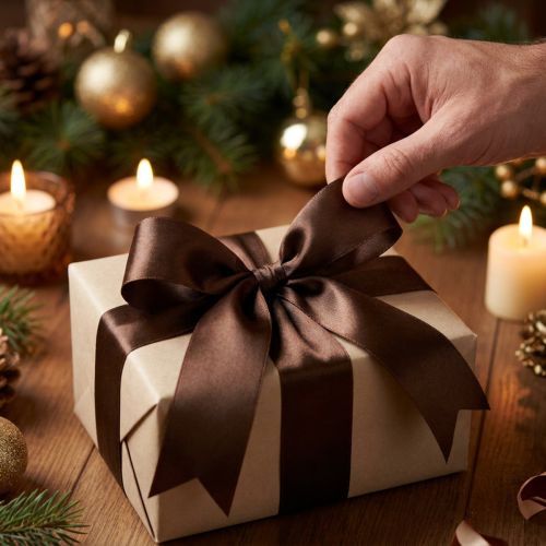 Artikel Geschenkband Taft 40mm Braun glänzend 50m