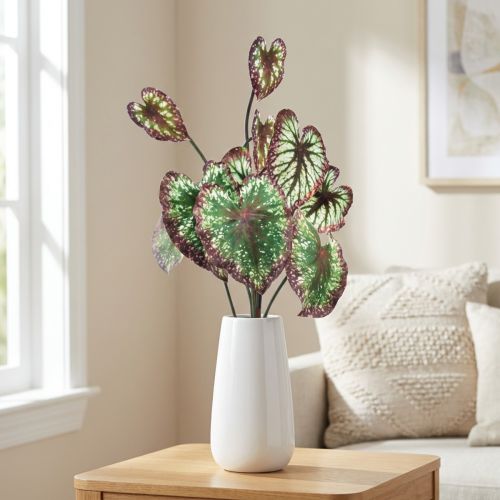 Begonie Künstliche Pflanzen Blattbegonien Grün Lila 62cm | Floristik21.de