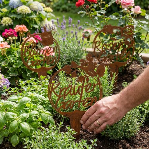 Gartendeko Rost 3er-Set Edelrost Metall 29,5cm