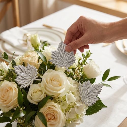 Deko-Blätter aus Seide 5cm Silber 60 St | Floristik21.de