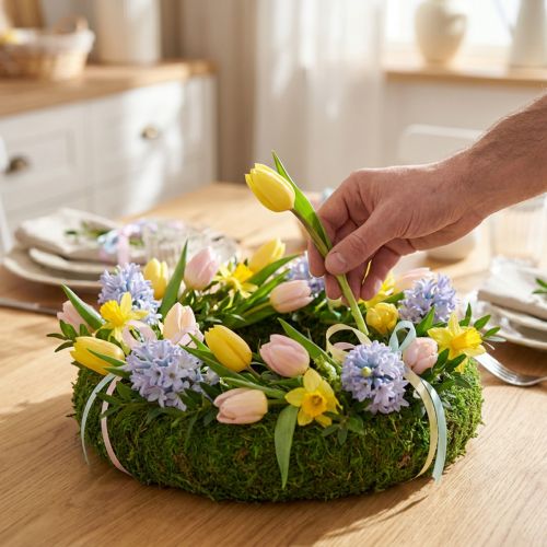 Artikel Mooskranz 20 cm mit Styroporkern, 4er-Set – Ideale Basis für kreative florale Dekorationen