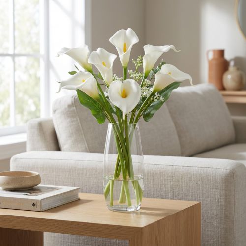 Artikel Kunstblume Calla Weiß mit gelbem Stempel 35cm 10 Stück