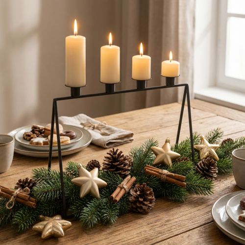 Kerzenständer Schwarz Kerzenhalter Adventskranz L38cm H31cm | Floristik21.de