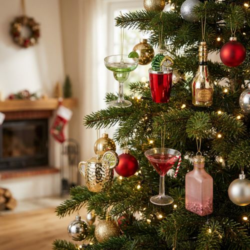 Kunststoff-Christbaumschmuck Cocktailgläser und Flaschen, bis 14 cm, 6 Stück | Floristik21.de