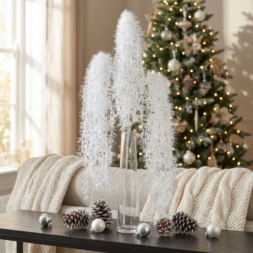 Artikel Künstlicher Winterzweig, 70 cm, weiß mit beschneiter Frostoptik, dreifach verzweigt