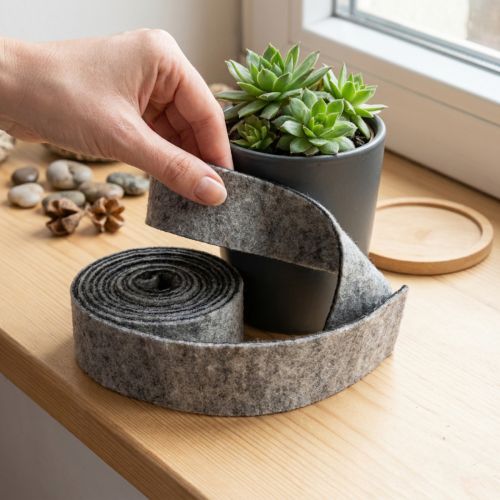 Artikel Wollfilzband Topfband 75 mm x 5 m, Grau-Schwarz für Floristik und Dekoration