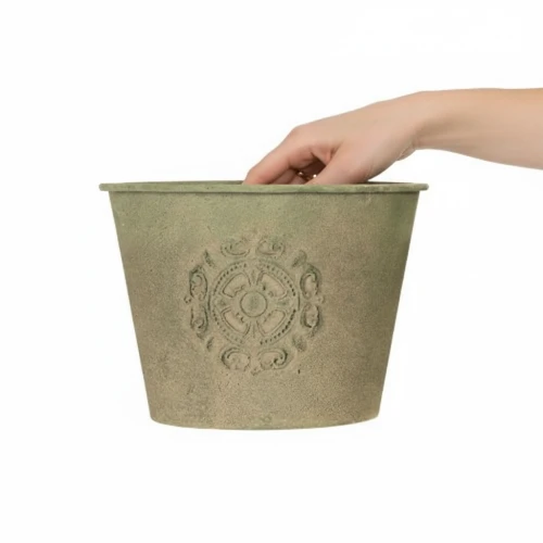Blumentopf Metall Grün Vintage Ø22cm–13,5cm 3er-Set | Floristik21.de