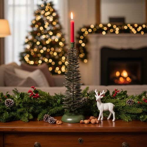 Kerzenständer Metall Tannenbaum-Optik Grün 45 cm | Floristik21.de