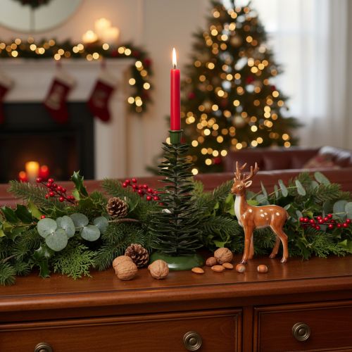 Kerzenhalter Metall Tannenbaum-Form Grün 28cm Innenbereich | Floristik21.de