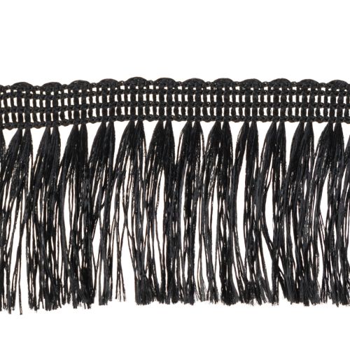 Floristik21 Fransenband Schwarz 4cm, Kordonettborte, Deko Fransen Lurex 25m