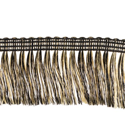Fransenborte Schwarz Gold 4cm x 25m - Ideal für Kranzdeko, Trauerband & Vintage Accessoires