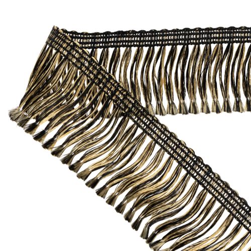 Artikel Fransenborte Schwarz Gold 4cm x 25m - Ideal für Kranzdeko, Trauerband & Vintage Accessoires