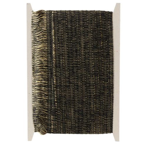 Artikel Fransenborte Schwarz Gold 4cm x 25m - Ideal für Kranzdeko, Trauerband & Vintage Accessoires