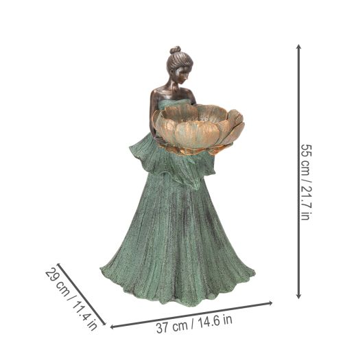 Artikel Ästhetische Frauenstatue mit Blumenschale aus wetterbeständigem Polyresin, 55 cm hoch