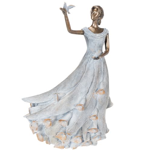Elegante Skulptur Frau mit Schmetterling aus Polyresin, Kupferfarben, 41 cm