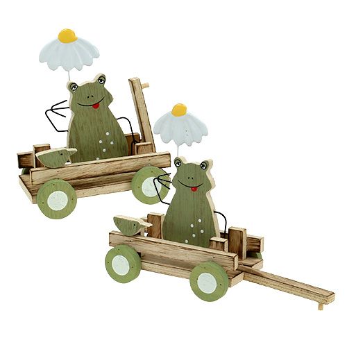 Frosch im Wagen Natur, Grün 19cm x 7cm x 14cm 4St Frosch im Wagen Natur, Grün 19cm x 7cm x 14cm 4St