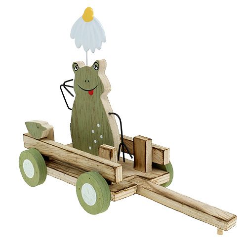 Frosch im Wagen Natur, Grün 19cm x 7cm x 14cm 4St