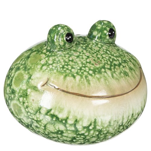 Deko Frosch Figur grün 11cm aus Keramik wetterfest im 2er Set für Garten und Zuhause