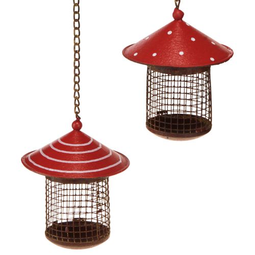 Floristik21 Futterstation Vögel Fliegenpilz Metall zum Hängen 14cm 2St