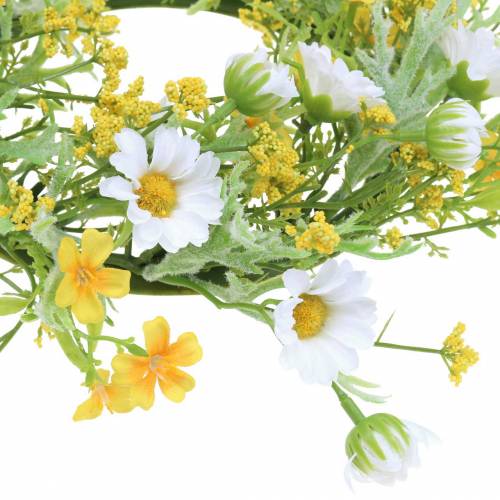 Floristik21 Blumenkranz mit Buschwindröschen Weiß, Gelb Ø30cm