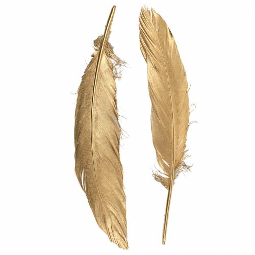 Floristik21 Goldene Federn zum Basteln 16-18cm 12St
