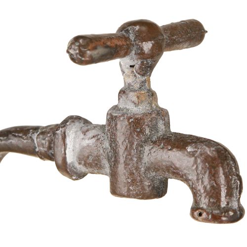 Artikel Gartendeko Metall Übertopf mit Wasserhahn Ø16,5cm H42cm Vintage Rustikal