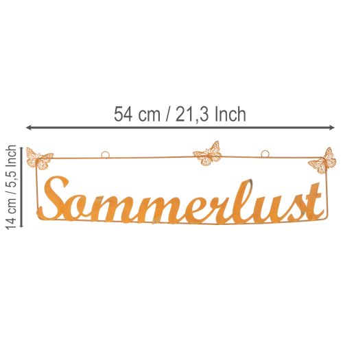 Gartendeko mit Schmetterlingen, Hänger “Sommerlust”, Metalldeko Edelrost L54,5cm H14cm | Floristik21.de
