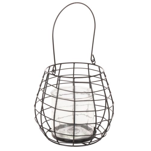 Gartenlaterne mit Glas Windlicht Schwarz Ø20cm H18,5cm einkaufen | Floristik21.de