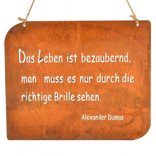 Floristik21 Gartenschild Rost Metall mit Spruch Das Leben 35x30cm