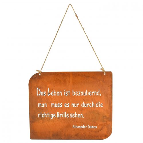 Artikel Gartenschild Rost Metall mit Spruch Das Leben 35x30cm