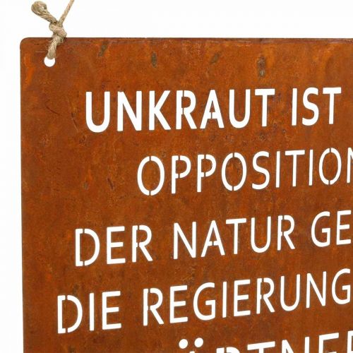 Artikel Gartenschild mit Spruch „Unkraut“ Rost Deko Garten 35×30cm