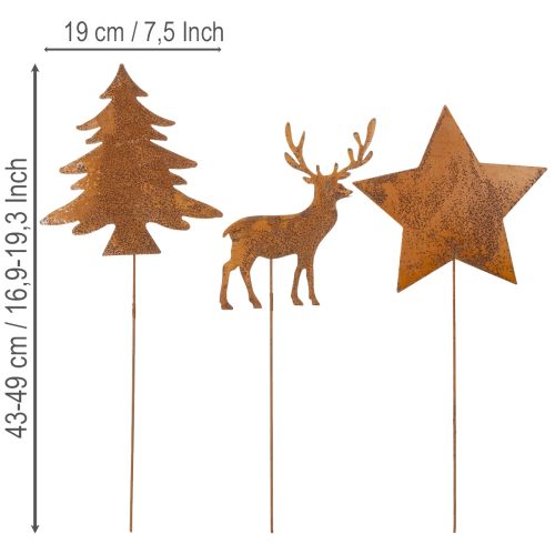 Gartenstecker Edelrost Hirsch Deko Stern Tanne H14/20 3St | Floristik21.de