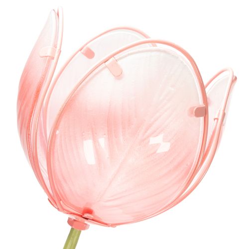 Artikel Metall-Gartenstecker Tulpe mit Glasblüte 94 cm für Beete und Balkondekoration