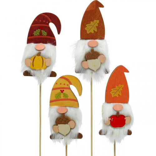 Floristik21 Gartenstecker Wichtel Herbstdeko Holz Sortiert 39cm 8 St