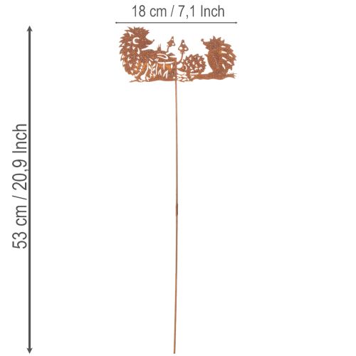 Gartenstecker Igel Metall 53cm Rostoptik für Sommer und Herbst | Floristik21.de