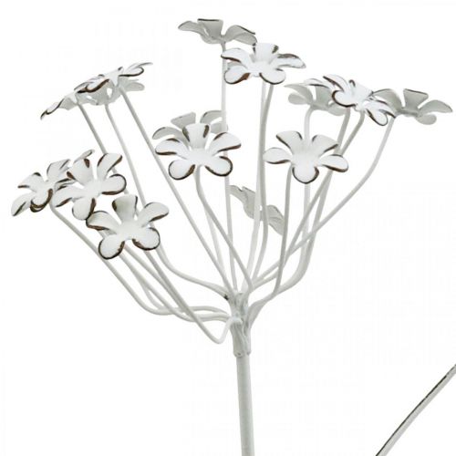 Floristik21 Gartenstecker-Blume, Gartendeko, Pflanzenstecker aus Metall Shabby Chic Weiß, Silbern L52cm Ø10cm 2St