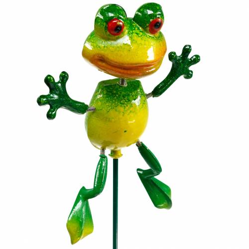 Blumenstecker Frosch mit Metallfedern Grün, Gelb H65,5cm