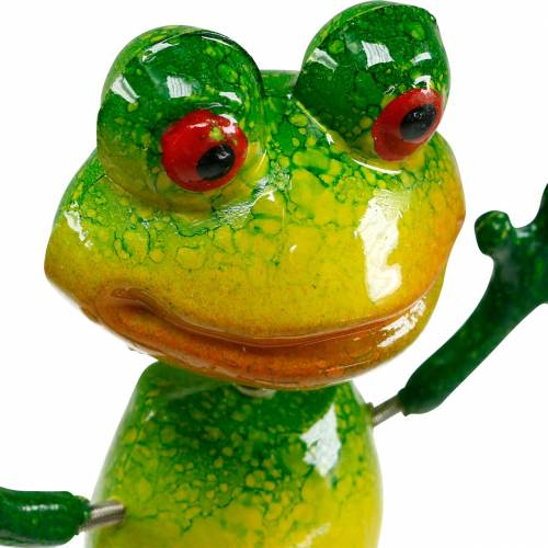 Blumenstecker Frosch mit Metallfedern Grün, Gelb H65,5cm