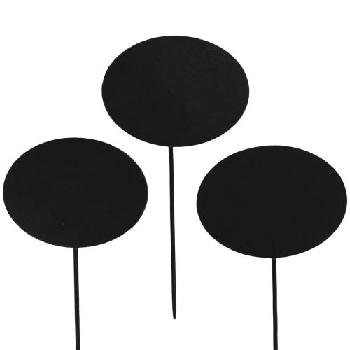 Gartenstecker Holz Holzschilder Oval Schwarz 19cm 12St
