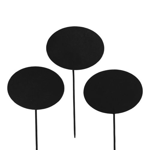 Floristik21 Beetstecker Gartenstecker Holz Holzschilder Oval Schwarz H17,5cm 12St
